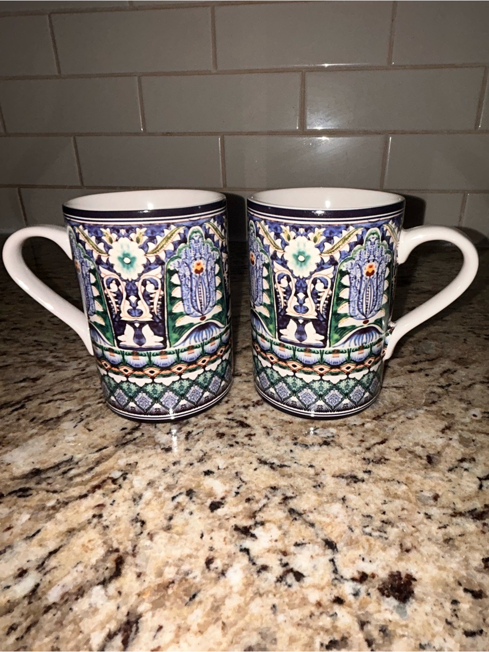 Pottery Barn Mezze blue mugs (2)